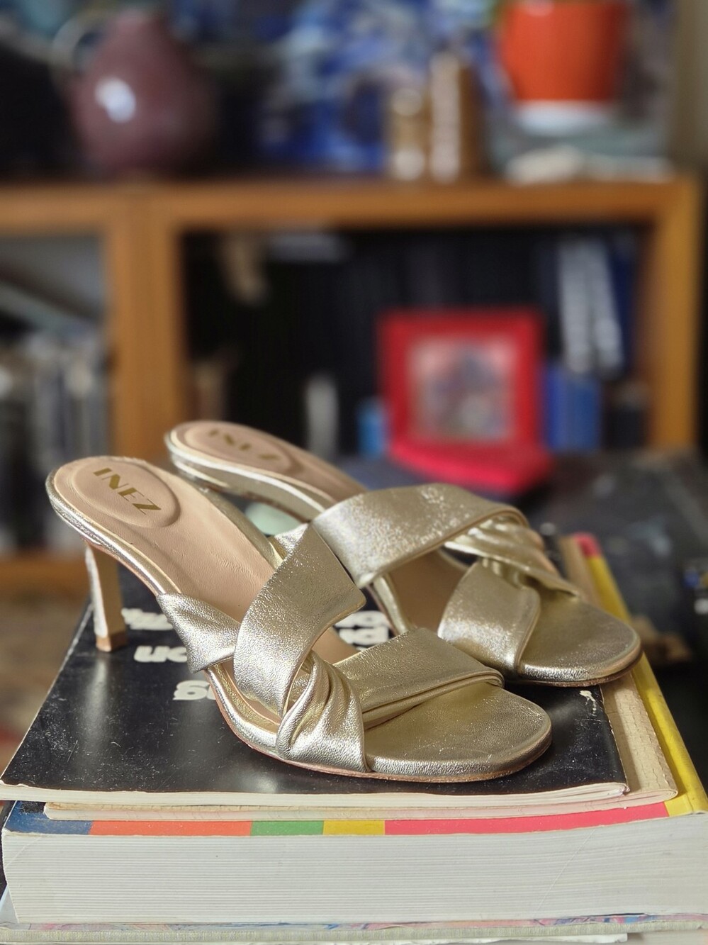 Inez Isa Metallic Gold 90s Inspired Heeled Sandals